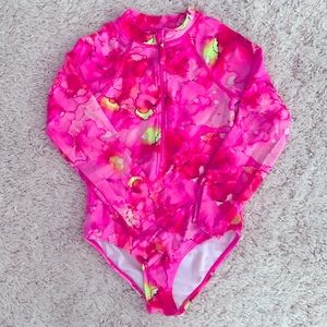 Girls Coral Watercolor Rash Guard